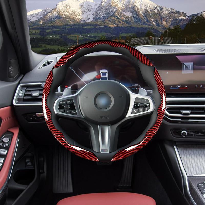Car Steering Wheel Cover, Non-Slip Design Steering Wheel Protector, Universal Car Steering Wheel Cover for 15 Inch, Decor Gadgets, Car Accessories, Men Gifts, Car Essentials, Vehicle, for Racing