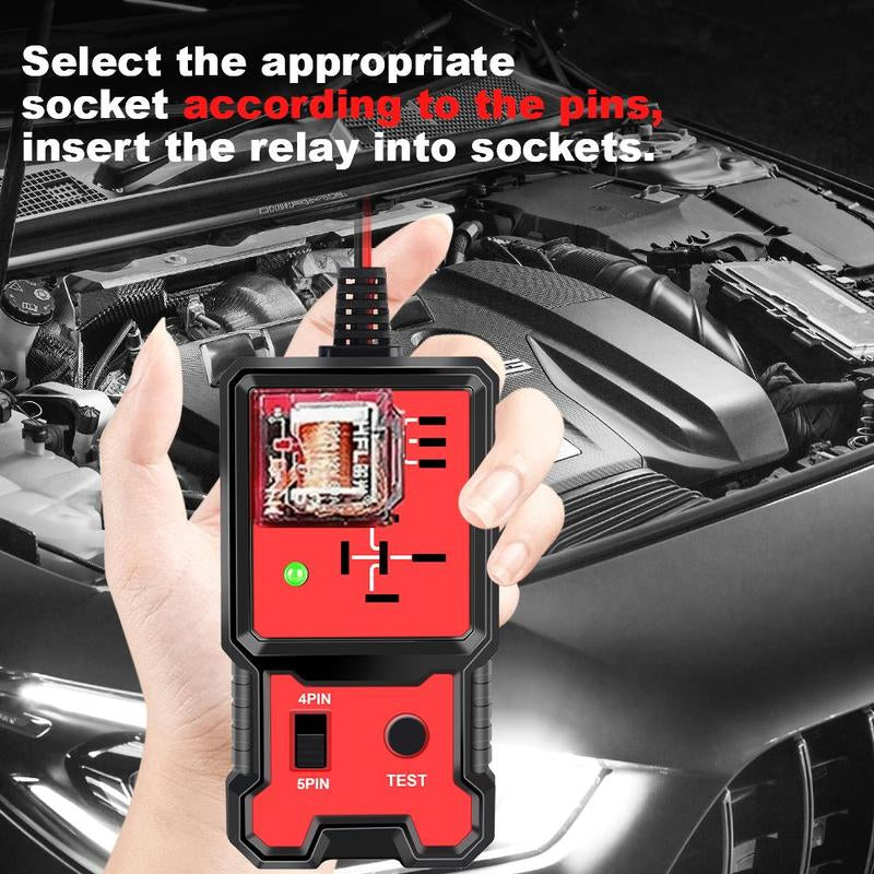 Car Automotive Circuit Tester, Car Relay Tester, Portable Vehicle Battery Diagnostic Checker Tool, Professional Vehicle Diagnostic Tool, OBD Scanner, Red, with LED Indicator