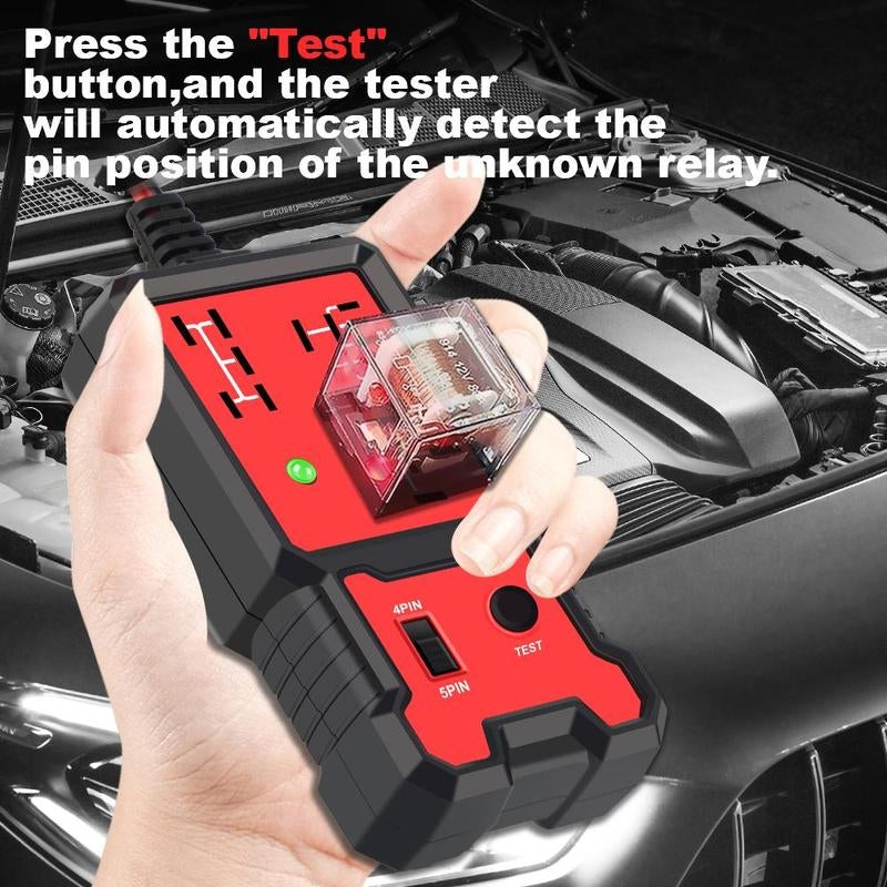 Car Automotive Circuit Tester, Car Relay Tester, Portable Vehicle Battery Diagnostic Checker Tool, Professional Vehicle Diagnostic Tool, OBD Scanner, Red, with LED Indicator