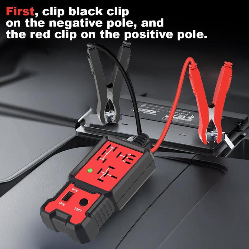 Car Automotive Circuit Tester, Car Relay Tester, Portable Vehicle Battery Diagnostic Checker Tool, Professional Vehicle Diagnostic Tool, OBD Scanner, Red, with LED Indicator