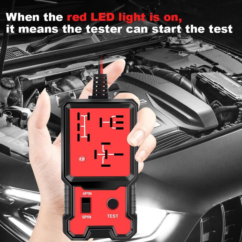 Car Automotive Circuit Tester, Car Relay Tester, Portable Vehicle Battery Diagnostic Checker Tool, Professional Vehicle Diagnostic Tool, OBD Scanner, Red, with LED Indicator