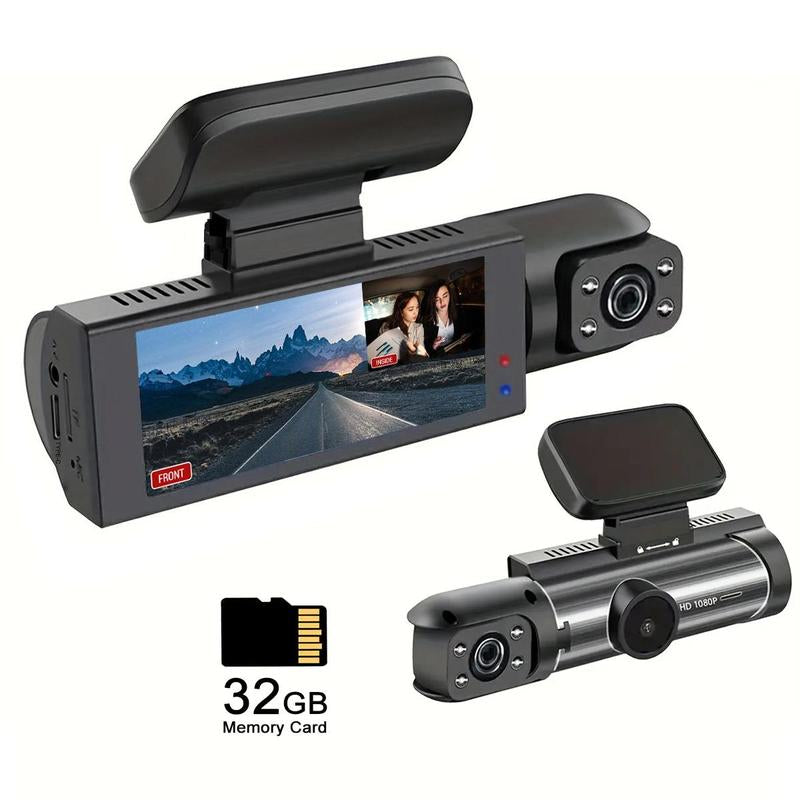1080P Dual Recording Car DVR Camera with 32GB Card, Dashboard Cam with 3.16 Inch Screen, Front inside Video Dashcam with Night Vision, Loop Recording, Car Accessories, Automotive, Vehicle, Interior