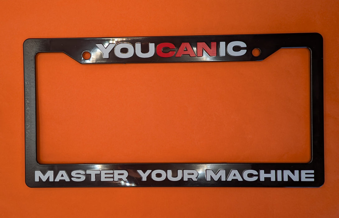 License Plate Frame Raised Letters 3D Embossed | Master Your Machine | Universal Fit Black Car Tag Holder