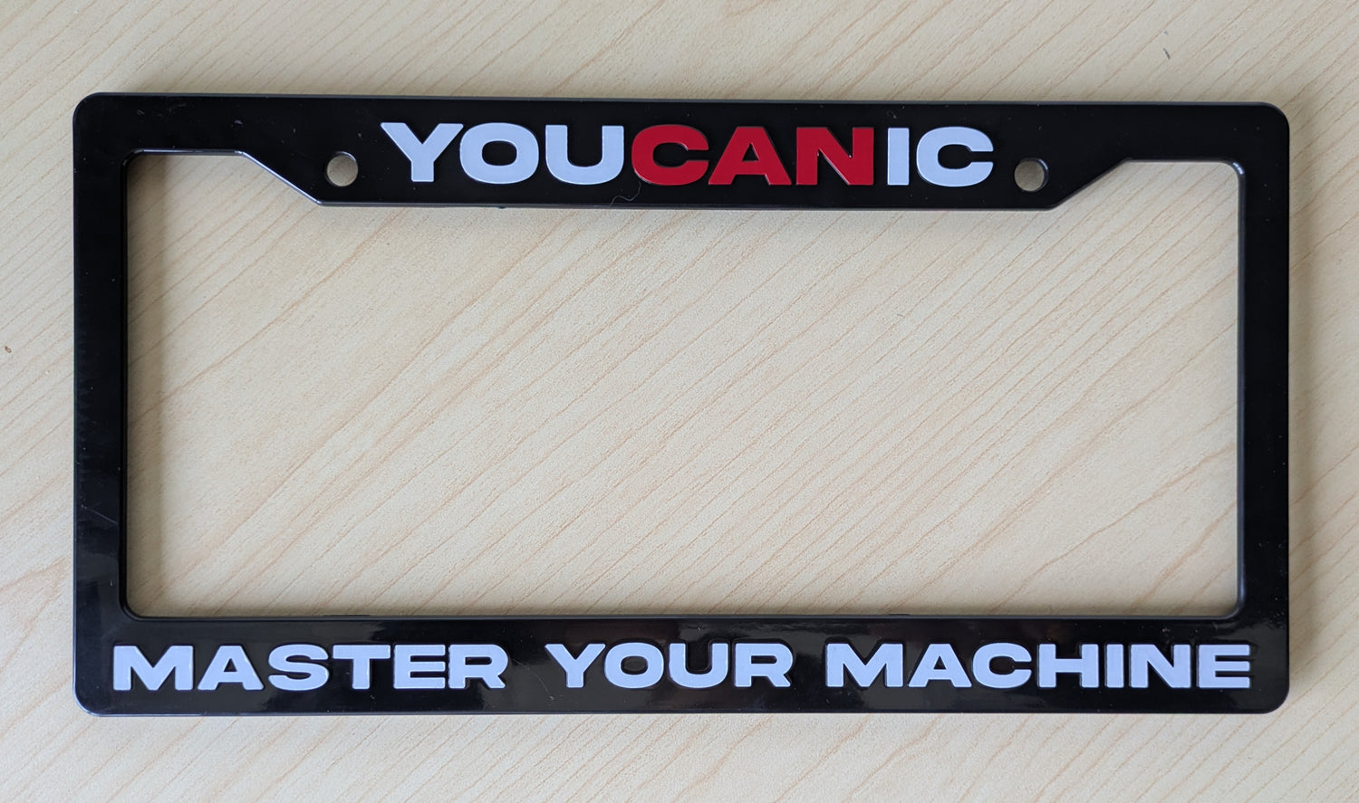 YOUCANIC License Plate Frame Raised Letters 3D Embossed | Master Your Machine | Universal Fit Black Car Tag Holder