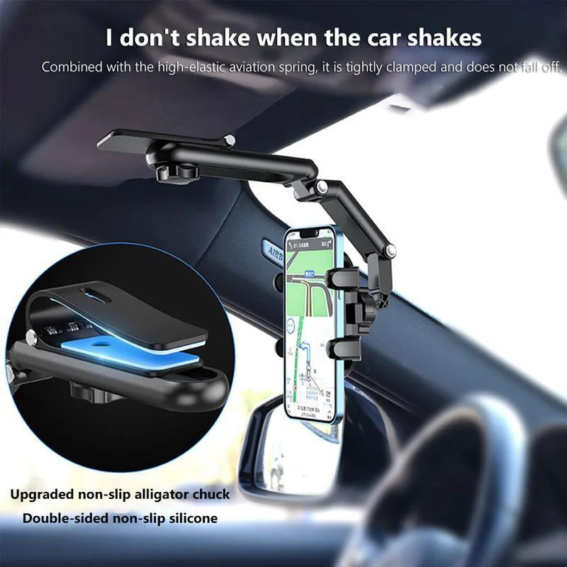 New 1080° Multi-Function Sun Visor Universal 360 Degree Rotating Phone Holder Suitable for Any Scene Car Holder-Rotatable and Retractable Porte Para Telefono Bracket Carmobile Supplies