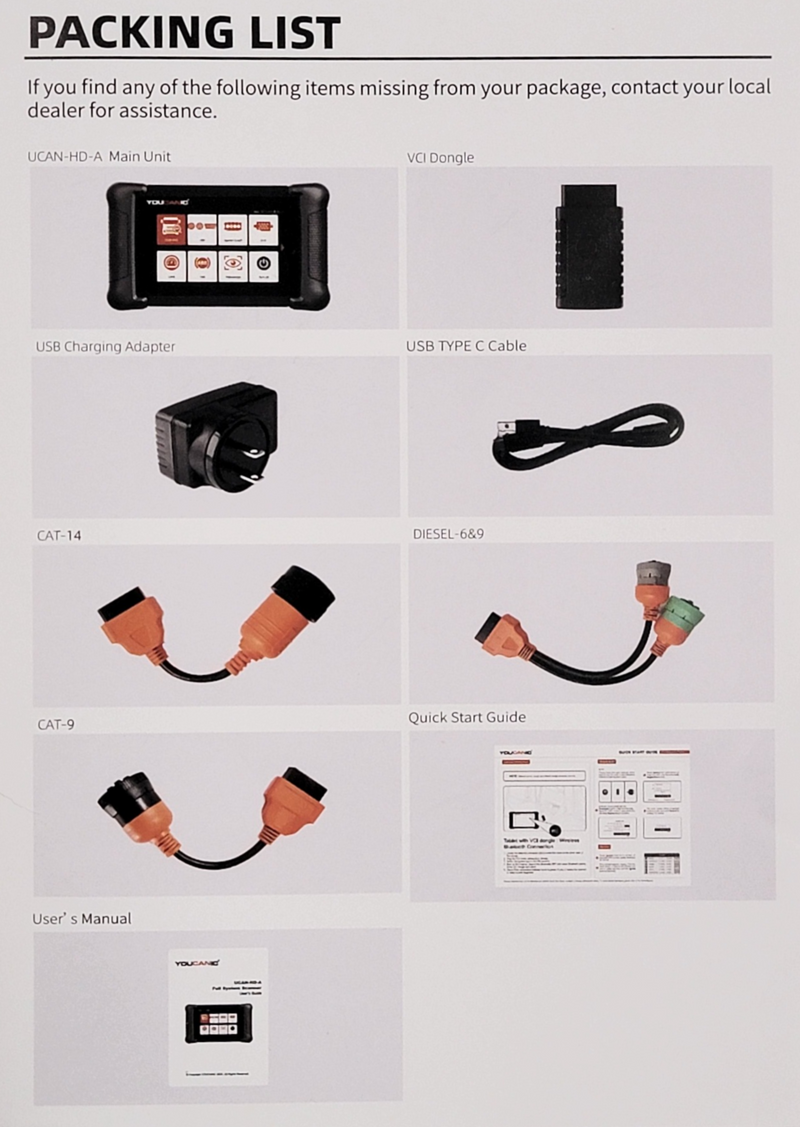 YOUCANIC UCAN-HD-A Heavy Duty Diesel Truck Scanner, Full System, Free Updates
