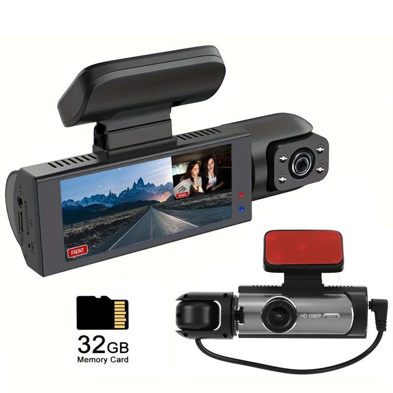 Front & inside Car Camera, Dash Camera, Car Dashcam, Wide Angle Car Driving Recorder with IR Night-Visionr, Lps Screen 1080P HD Camera with Dual Lens, Dash Camera for Auto, Vehicle, Automotive, Interior