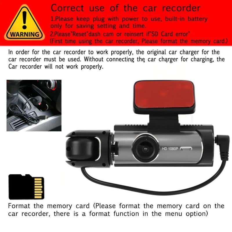 Front & inside Car Camera, Dash Camera, Car Dashcam, Wide Angle Car Driving Recorder with IR Night-Visionr, Lps Screen 1080P HD Camera with Dual Lens, Dash Camera for Auto, Vehicle, Automotive, Interior