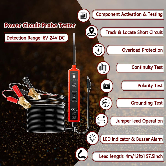 Multi-Function Automotive Circuit Tester Pen – LCD Digital Voltmeter, Car Electrical System Diagnostic Tool for Voltage, Current, Resistance & Continuity