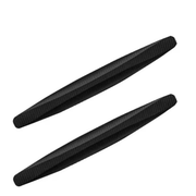 Self adhesive bumper protector strip in black on a car bumper corner