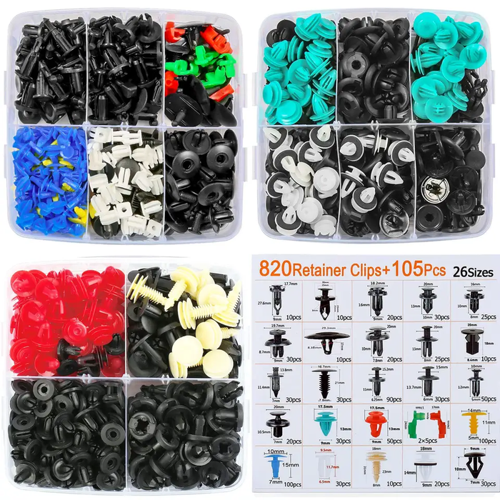 925 pcs Plastic Car Clips for Ford, Chrysler, Chevy, Mazda, Jeep, and more. Car Bumper Fastener 26 Sizes Push Retainer Rivets Kit Door Trim Panel Fender Clips Bumper Clips C0066