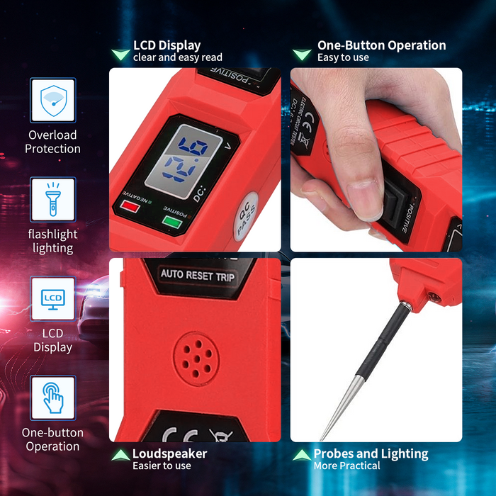 Multi-Function Automotive Circuit Tester Pen – LCD Digital Voltmeter, Car Electrical System Diagnostic Tool for Voltage, Current, Resistance & Continuity