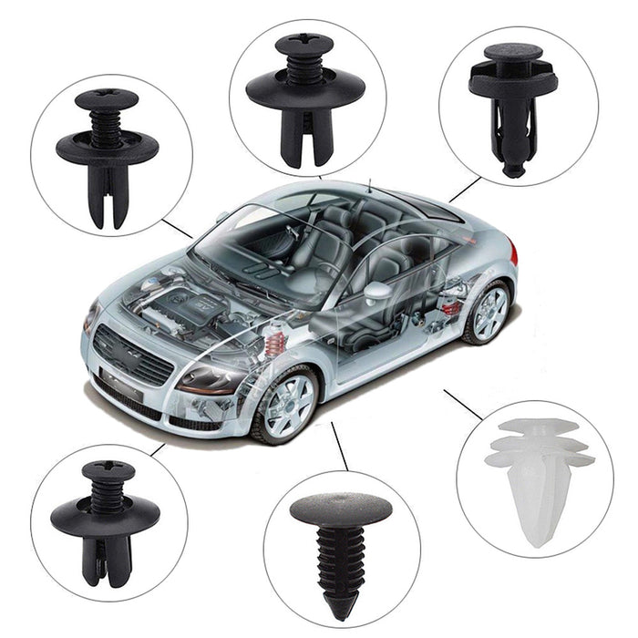 100pcs Auto Fastener Clip Kit – 6 Sizes Car Body Push Retainer Rivet Bumper Door Trim Panel Clips