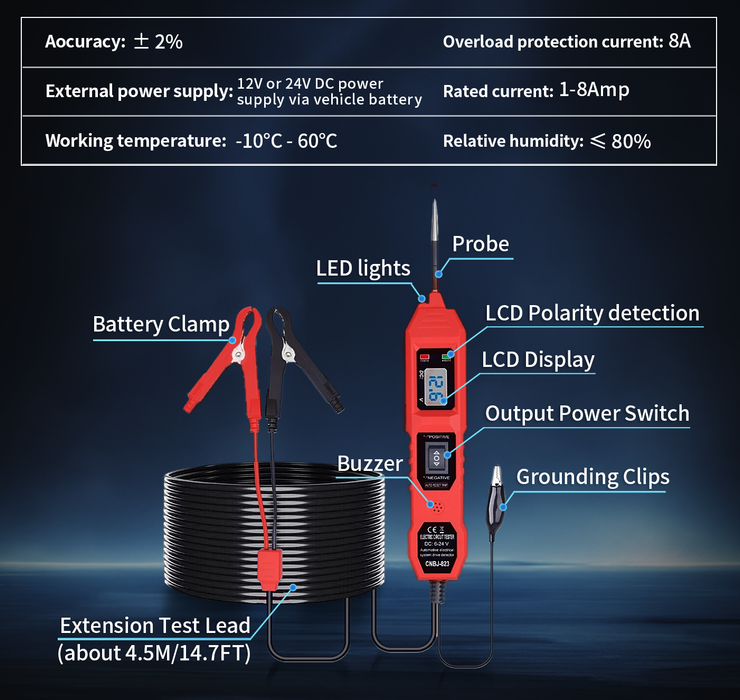 Multi-Function Automotive Circuit Tester Pen – LCD Digital Voltmeter, Car Electrical System Diagnostic Tool for Voltage, Current, Resistance & Continuity