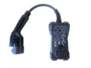 PM701U EVSE tester for J1772 charging stations, front panel with CP and PP rotary switches