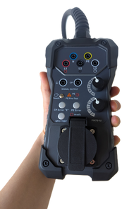 PM701U EVSE tester with its attached Type 1 J1772 test cable