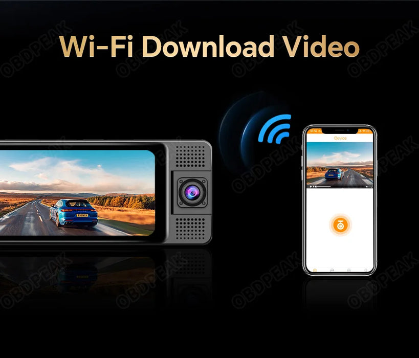 WiFi 3 Channel 4K 11.26 Inch Rearview Mirror Three Way Dash Cam Inside Vehicle Camera DVRs Video Recorder Infrared Night Vision