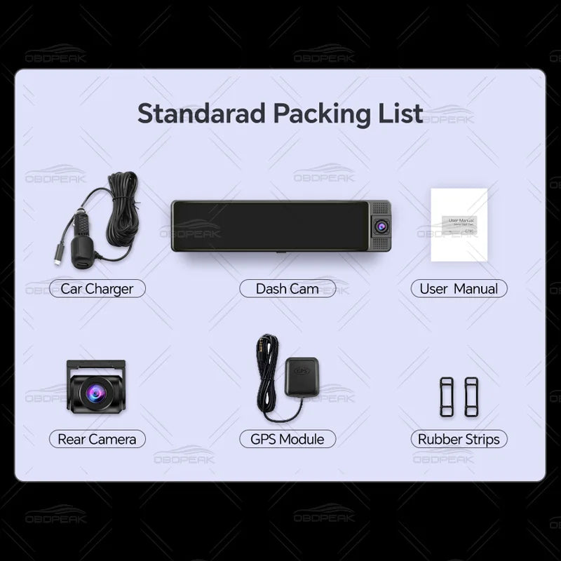 OBDPEAK H330 mirror dash cam with GPS antenna