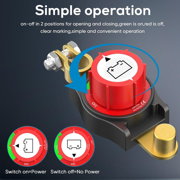 12V  Battery Disconnect  Kill Switch Heavy Duty for Cars, RVs, and Boats