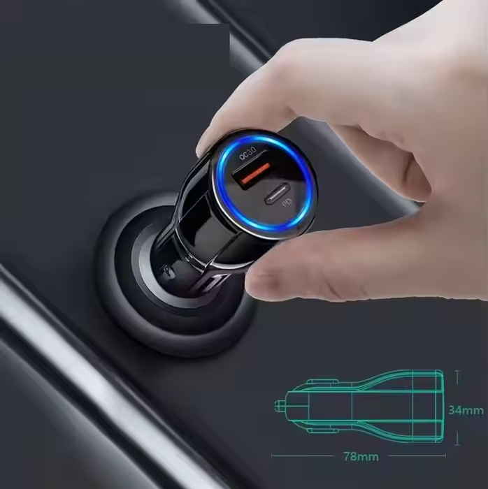 YOUCANIC Car Charger Adapter – Phone + Scanner Dual Port USB  (QC 3.0 + PD)
