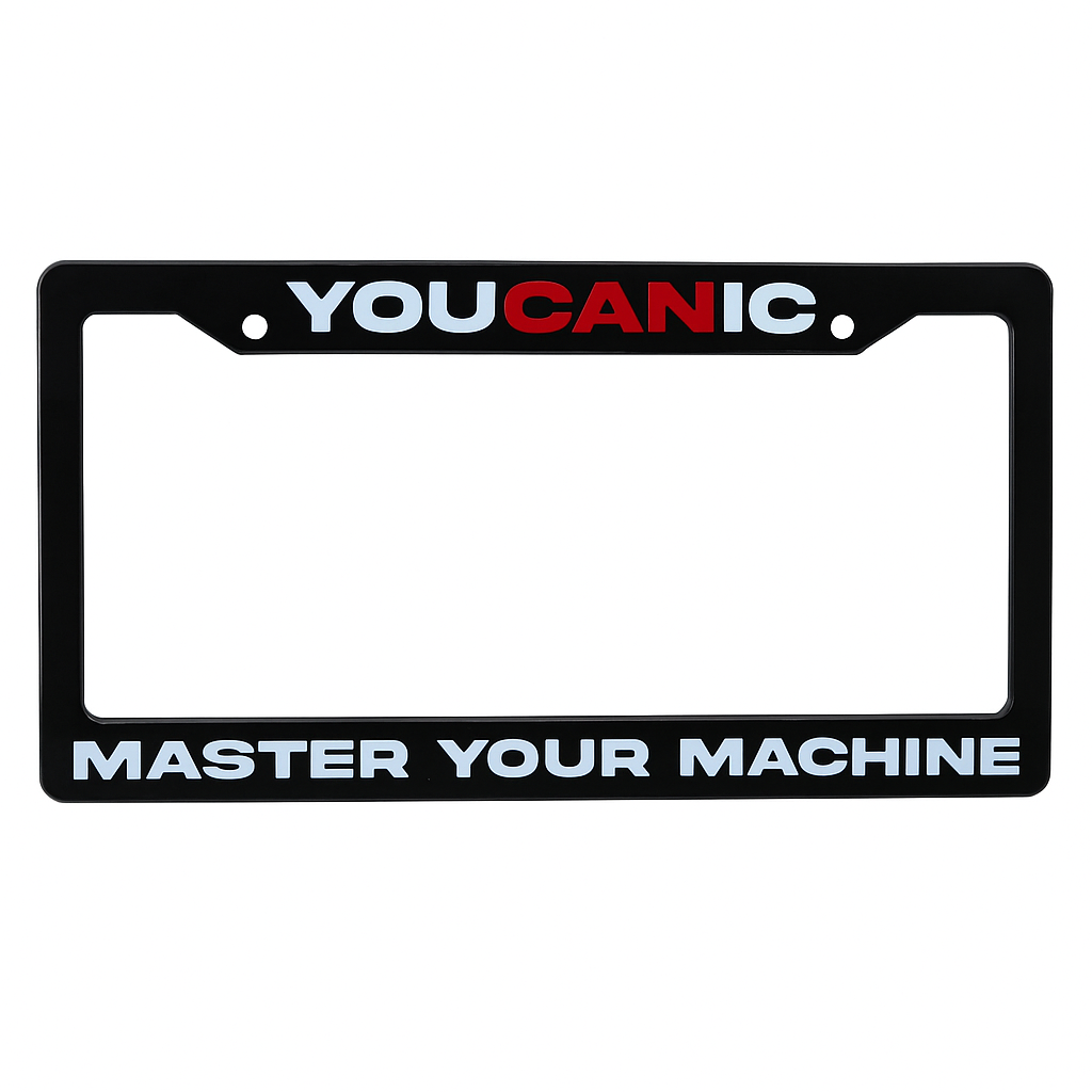 YOUCANIC License Plate Frame Raised Letters 3D Embossed | Master Your Machine | Universal Fit Black Car Tag Holder